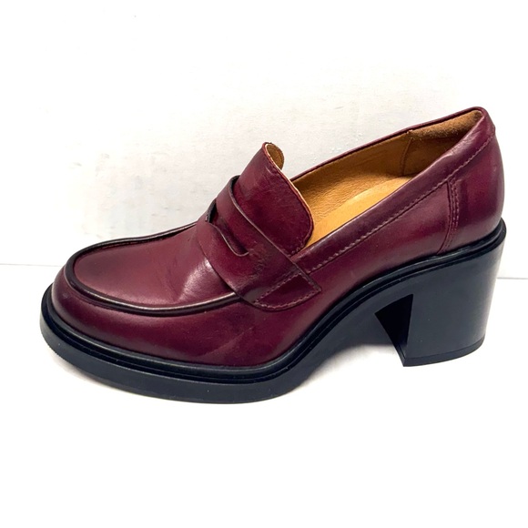 MIZ MOOZ LEATHER SLIP ON HEELED LOAFER BURGUNDY 37EU / 7US NEW # X-41 - Picture 2 of 3